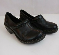 Thom McAn Women&#39;s Clogs Black Slip On Leather Mules Nursing Shoes Size 8W - £15.24 GBP