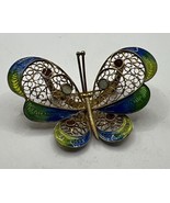 BEAUTIFUL Vintage German 800 Silver Vermeil Enamel Plique a Jour BUTTERF... - $27.02 CAD