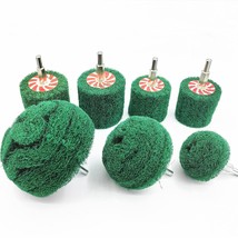 7 Pcs Green Abrasive Buffing Wheels With 1/4&quot; Shank, Non Woven Buffing W... - £26.99 GBP