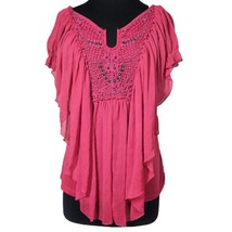 Pink Flowy Beaded Accent Top Size XL - £19.33 GBP