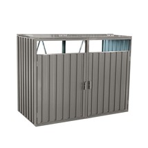 Grey Stainless Galvanized Steel Outdoor Garbage Bin Shed for Garden Yard - $4,380.20 MXN