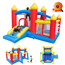 6 In 1 Inflatable Bounce House For Indoor Outdoor With Ball Pit And Slide And Ex - £279.66 GBP