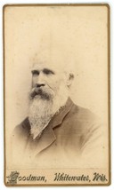 CIRCA 1870&#39;S CDV Stoic Older Man With Long Grey Beard Goodman Whitewater, WI - £9.58 GBP