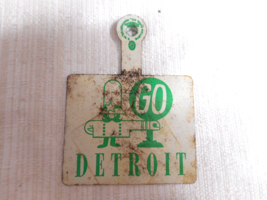 GO DETROIT Michigan Bastian Bros Thin Tin Litho Button Pin Old Time Poli... - £11.78 GBP