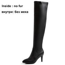 Women Shoes Genuine Leather Boots Thin High Heel Ladies Zipper Pointed Toe Over  - £130.25 GBP
