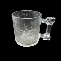 Vintage McDonalds Flintstones Glass Mug Clear Frosted Pre Dawn RocDonalds 1993 - £6.26 GBP