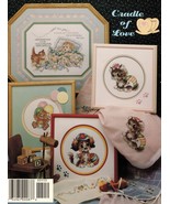 1991 Cross Stitch Cradle of Love Puppy Kitten Bunny Birth Record Bibs Pa... - £10.19 GBP