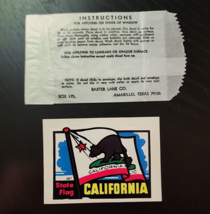 BAXTER LANE CO California State Flag VTG Travel Luggage Water Decal Stic... - $31.50