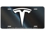 Tesla Logo Inspired Art White on Carbon FLAT Aluminum Novelty License Ta... - $17.99
