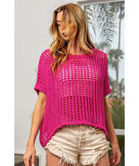 BiBi Round Neck Short Sleeve Openwork Knit Cover Up - $89.55 CAD