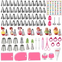 135 Pcs With 55 Numbered Tips (48 Icing Tips,7 Korean Skirt),7 Russian T... - $37.99