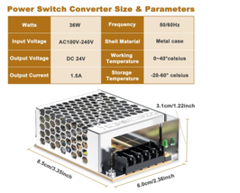 36W Power Switch Converter AC to DC 24V - 1.5A Output - Metal Case - $8.81