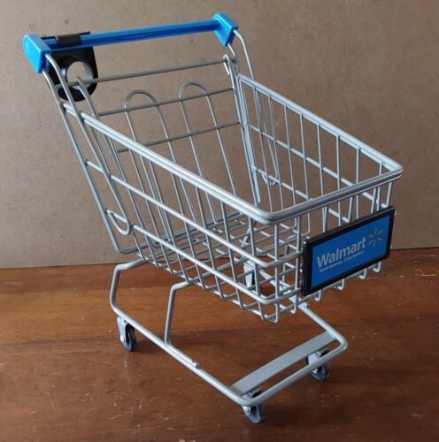 Mini Wal-Mart Toy Metal Shopping Cart Logo Sign Wheels Kids Play My Life 10x10 - $18.50