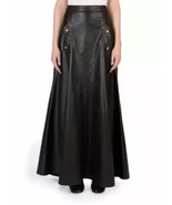 Black Stylish Hot Women&#39;s Genuine Lambskin Leather Skirt Soft Long Flare... - €114,83 EUR+