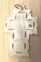 Mother of Pearl 1.75&quot; Scalloped Cross Pendant, New Jerusalem #1 - £15.68 GBP
