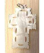 Mother of Pearl 1.75&quot; Scalloped Cross Pendant, New Jerusalem #1 - £15.47 GBP