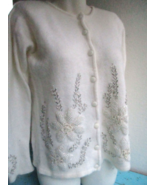 90&#39;s Studio Collection Fuzzy Pearl Bead Sweater Lambswool Angora Blend S... - £29.68 GBP