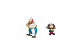 Asterix holding boar and Obelix with dogmatix plastic figurine set Plastoy New - £17.55 GBP