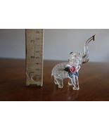 Miniature Elephant Spun Art Glass Figurine Gold Accents Trunk Up Luck 3.5&quot; - $185.84 MXN