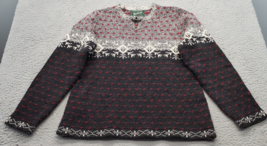 Woolrich Sweater Womens Petite Large Multi Wool Snowflake Round Neck Fro... - $32.44