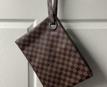 Lux Clutch Dark Brown Checked Womens Faux Leather - $11.85