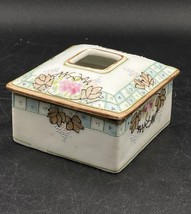 Porcelain Hand Painted Moriage Floral Nippon Hair Receiver Antique - $29.69