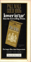 Pall Mall Gold 100s Low Tar Cigarettes 70s Vintage Color Print Ad Wall Art e1 - £19.20 GBP