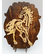 Vintage Horse Scroll Saw Wood Handcrafted Wall Folk Art Décor Plaque - £18.66 GBP
