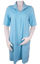 Lands End Dress Womens M Blue Blossom Gingham Short Sleeve 1/4 Zip Swim ... - $28.88 CAD