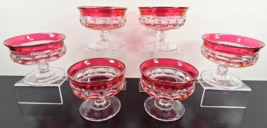 (6) Tiffin Franciscan King&#39;s Crown Ruby Flashed Top Bottom Champagne Gla... - £55.29 GBP