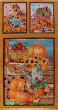 24&quot; X 44&quot; Panel Farmers Market Pumpkins Sunflowers Floral Cotton Panel D513.20 - £6.32 GBP