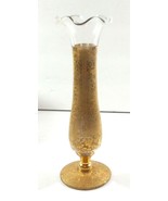 Vintage Ruffled Edge Bud Vase with Gold Gilded Floral Etching 6” - €5,76 EUR