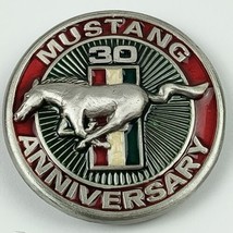 Vintage Mustang 30th Anniversary Belt buckle Silvertone Enamel Made In U... - £20.19 GBP