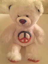 July 4th Build A Bear patriotic peace sign white plush red blue 17 in  - £11.96 GBP