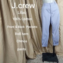J.crew Lilac 100% Cotton Front And Back Button Pockets Roll Hem Chino Pants Size - £22.30 GBP