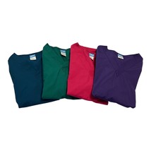 Set of 4 Crest Unisex Scrub Tops – Size M – Purple, Red, Green, Teal – V... - $25.00