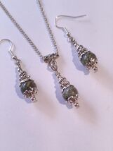 Victorian Serpentine silver jewelry set bohemian jewelry set earrings ne... - $73.24 CAD