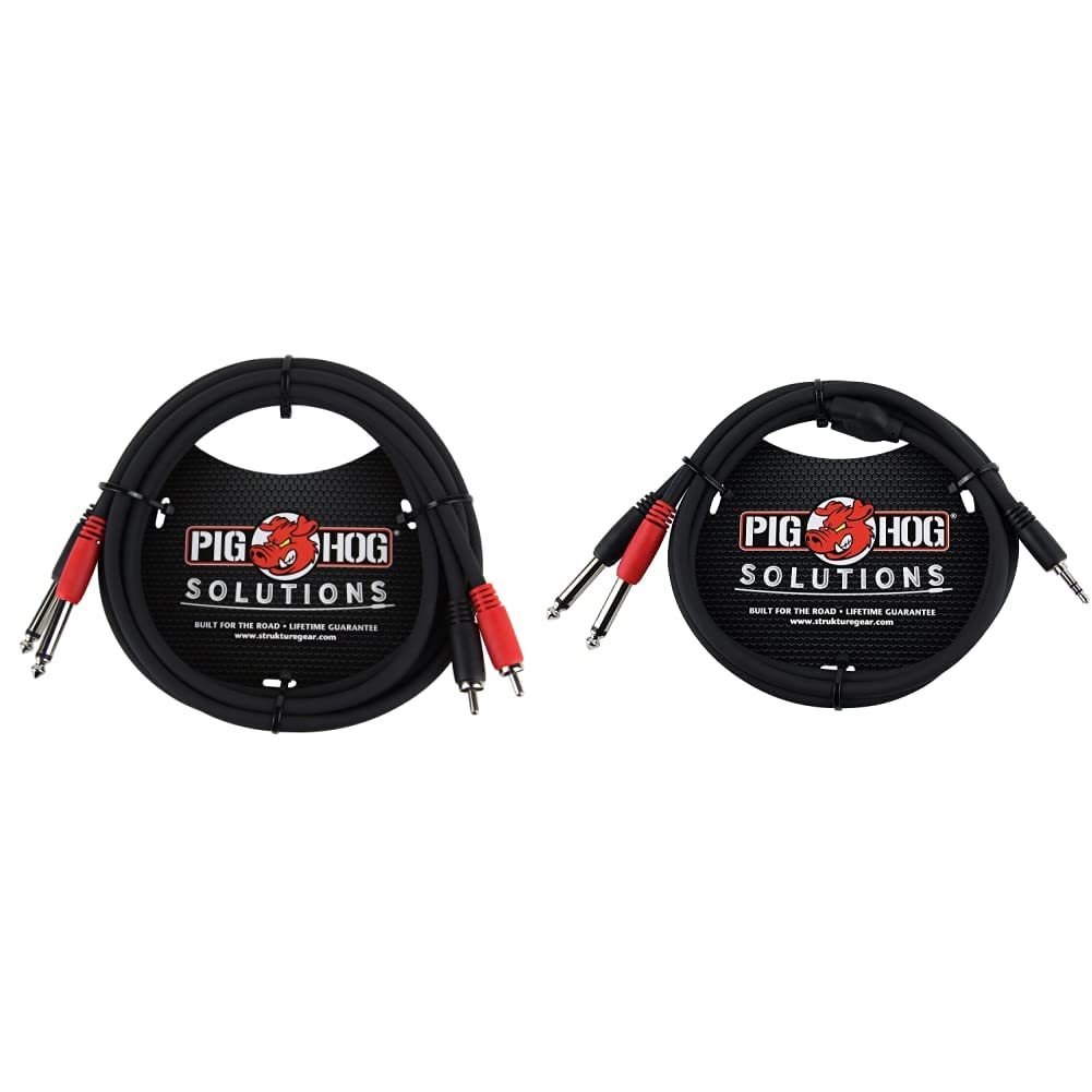 Pig Hog PD-R1403 Dual RCA (Male) to Dual 1/4&quot; Mono (Male) Cable, 3 Feet - $13.46+