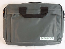 Laptop Carry Case Bag Grey Vinyl Shoprider 2 Compartment Tote w/ Blk Handle - £7.81 GBP