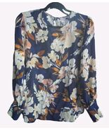 Blue Floral Brit Silk Blouse Tyler Boe 100% Silk Small NWT - $135.79