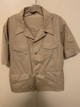 Vintage Morrie Michaels California Clothes Safari Shirt Khaki Beige R 44... - £46.93 GBP