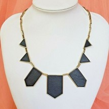 House of Harlow 1960 Black Leather Gold Statement Necklace Chic Cocktail Choker - $24.95