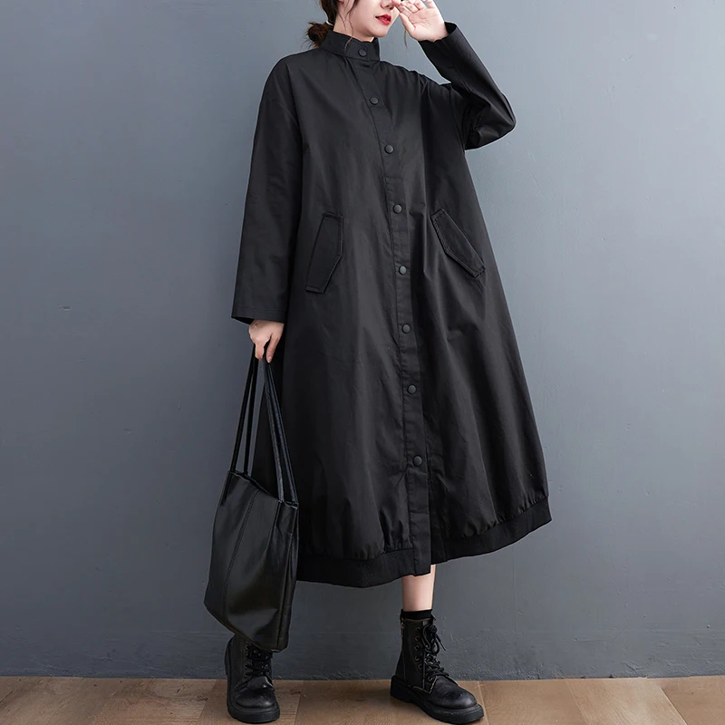 Oladivi Large Size  Solid Color Trench Coat  Spring Autumn New Casual Loose Over - £268.17 GBP
