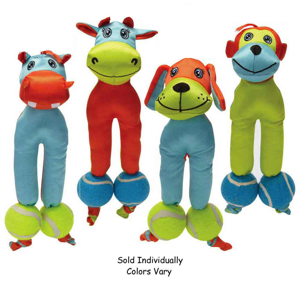 Tennis Tot Dog Toys Ballistic Nylon Body Rubber Ball Legs Characters Vary 13