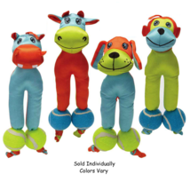 Tennis Tot Dog Toys Ballistic Nylon Body Rubber Ball Legs Characters Vary 13&quot; - £11.78 GBP