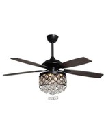 Parrot Uncle-Black Mount Crystal Chandelier Fan With Remote Control 3 Sp... - £157.13 GBP