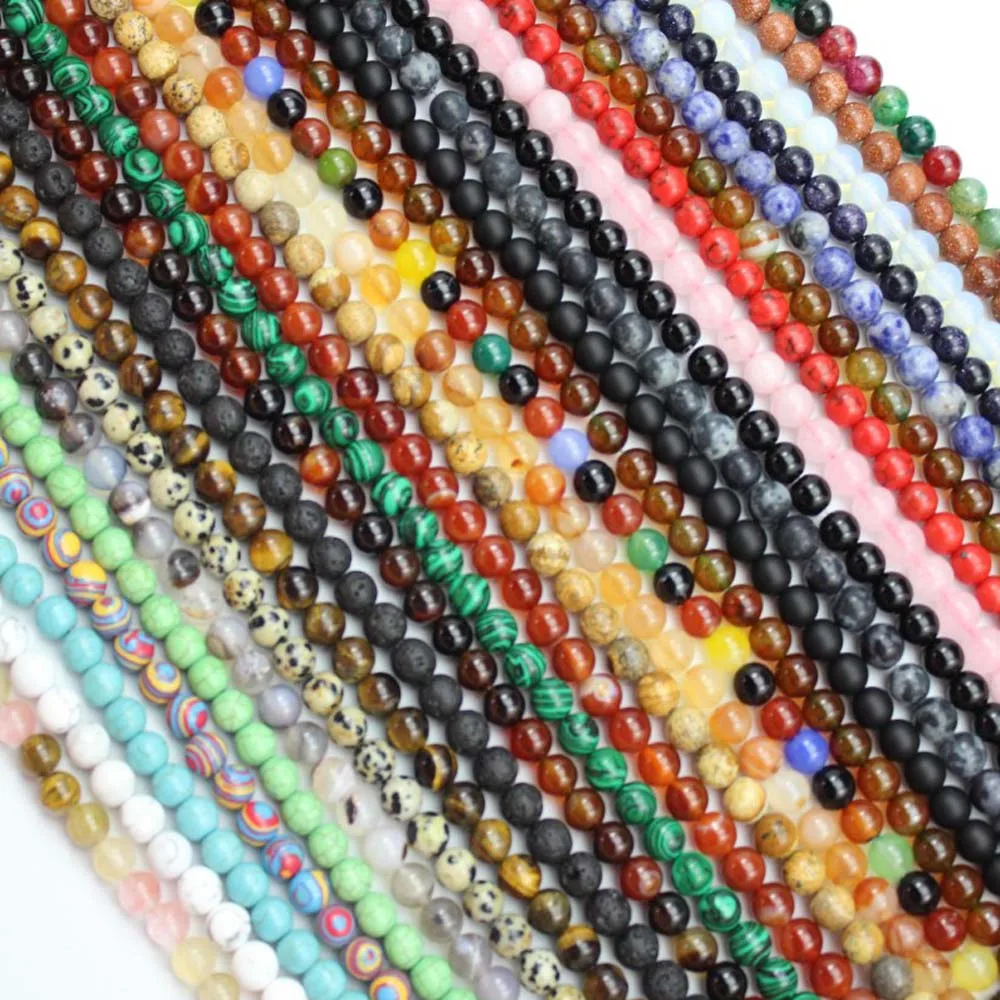 4 6 8 10mm Natural Stone Round Loose Beads Lava Black Onxy Agate Full St... - $7.73+