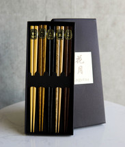 Reusable Bamboo Multi Tone Wooden Grain Colors Set of 5 Chopsticks Pairs In Box - £9.47 GBP