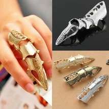 Punk Gothic Rock Long Joint Nail Tail Rings Scroll Joint Armor Knuckle Metal Ful - £7.17 GBP
