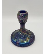 Fenton Orange Tree Cobalt Carnival Glass Candle Stick Holder Iridescent - $1,085.82 MXN